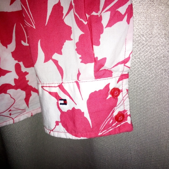 Tommy Hilfiger Pink and White Hawaiian Print Button Blouse Size M - Picture 4 of 14